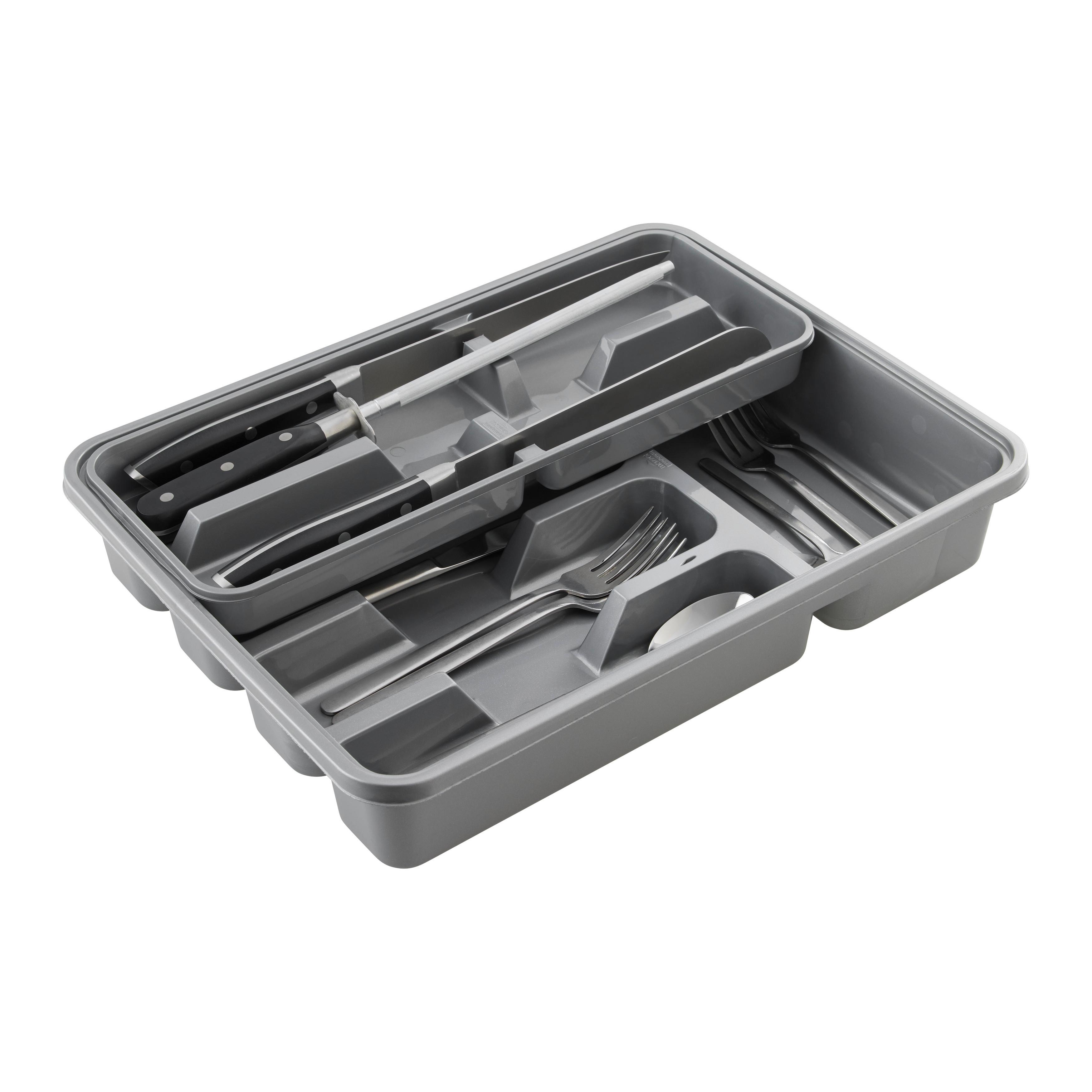 Přborník MANUELA - šedá, Basics, plast (30/40/7cm) - Mömax