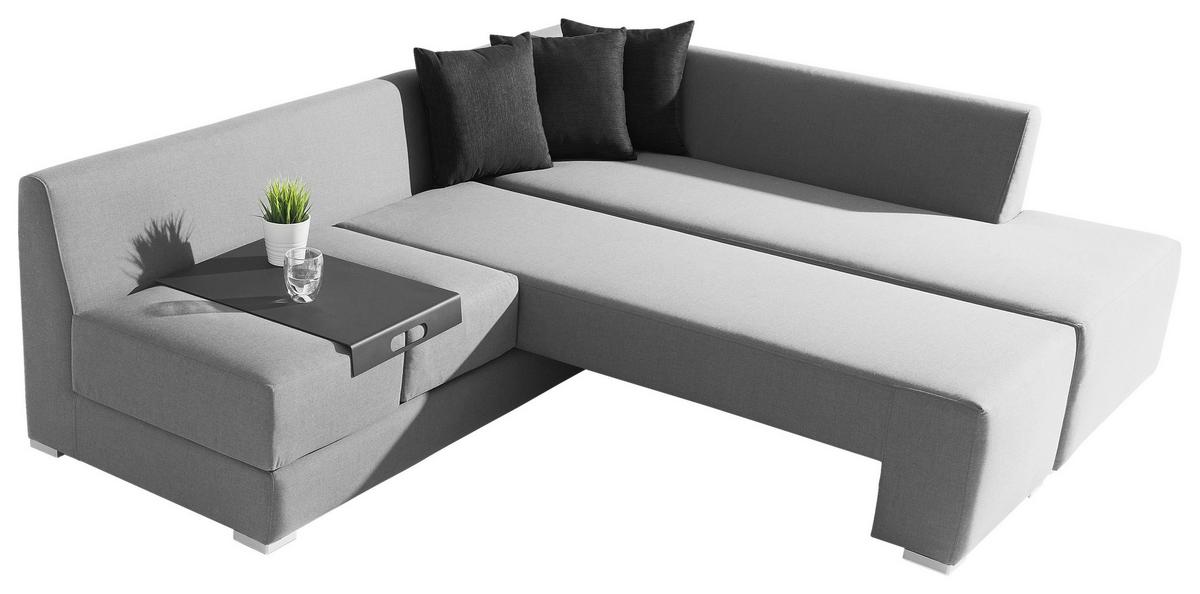 Loungegarnitur 3-tlg Wellington Textil Mit Kissen - Grau, Basics, Textil (300/150/70cm) - Gardenson