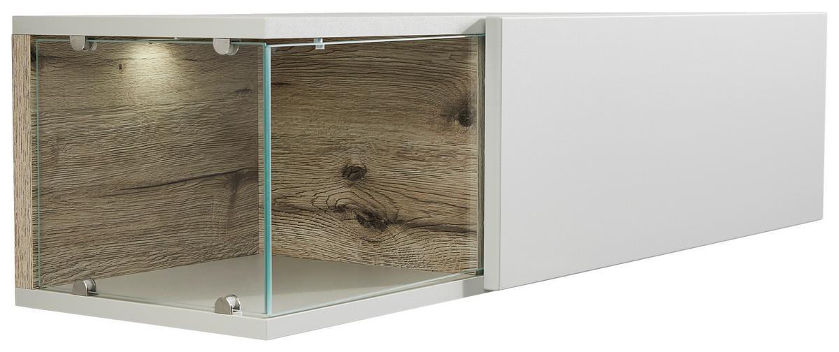 Wohnwand Brann Wohnwand - Eichefarben/Schwarz, Design, Glas/Holzwerkstoff (240/150/40cm) - MID.YOU