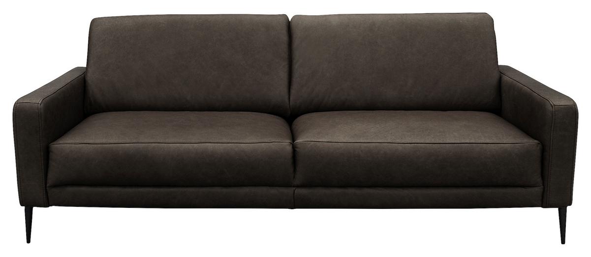 3-Sitzer-Sofa Spring, Fango B: - Fango/Schwarzchrom, Design, Leder (187/85/92cm) - Livetastic