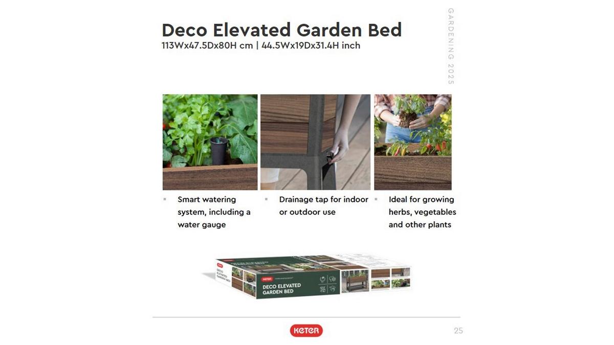 Hochbeet Keter Hochbeet - Walnussfarben/Graphitfarben, Basics, Kunststoff (113,0/46,6/18,5cm)