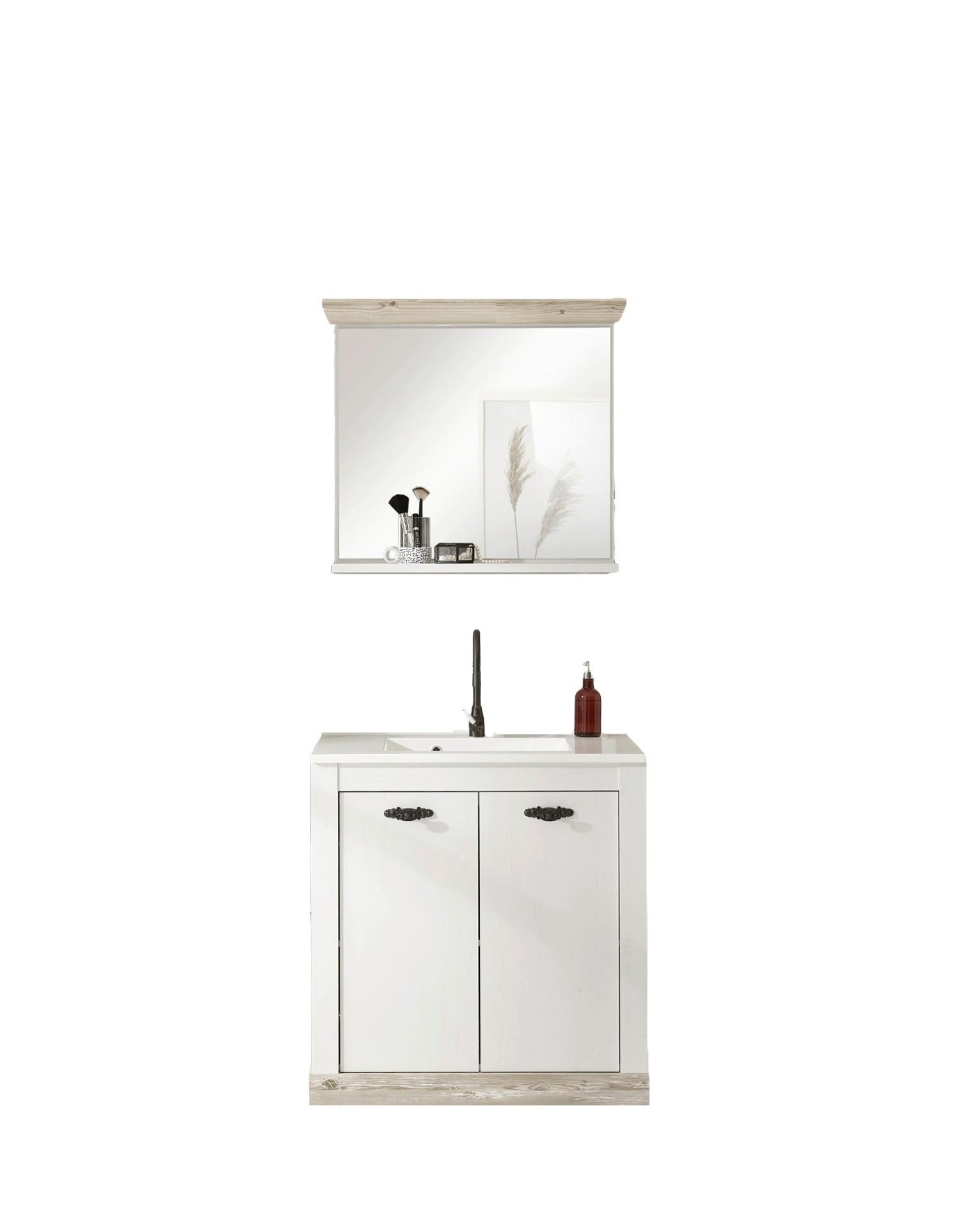 Badezimmer Florenz Pinienfarben B: 81cm - Weiß/Pinienfarben, Design, Naturmaterialien/Holzwerkstoff (81/200/46cm) - MID.YOU