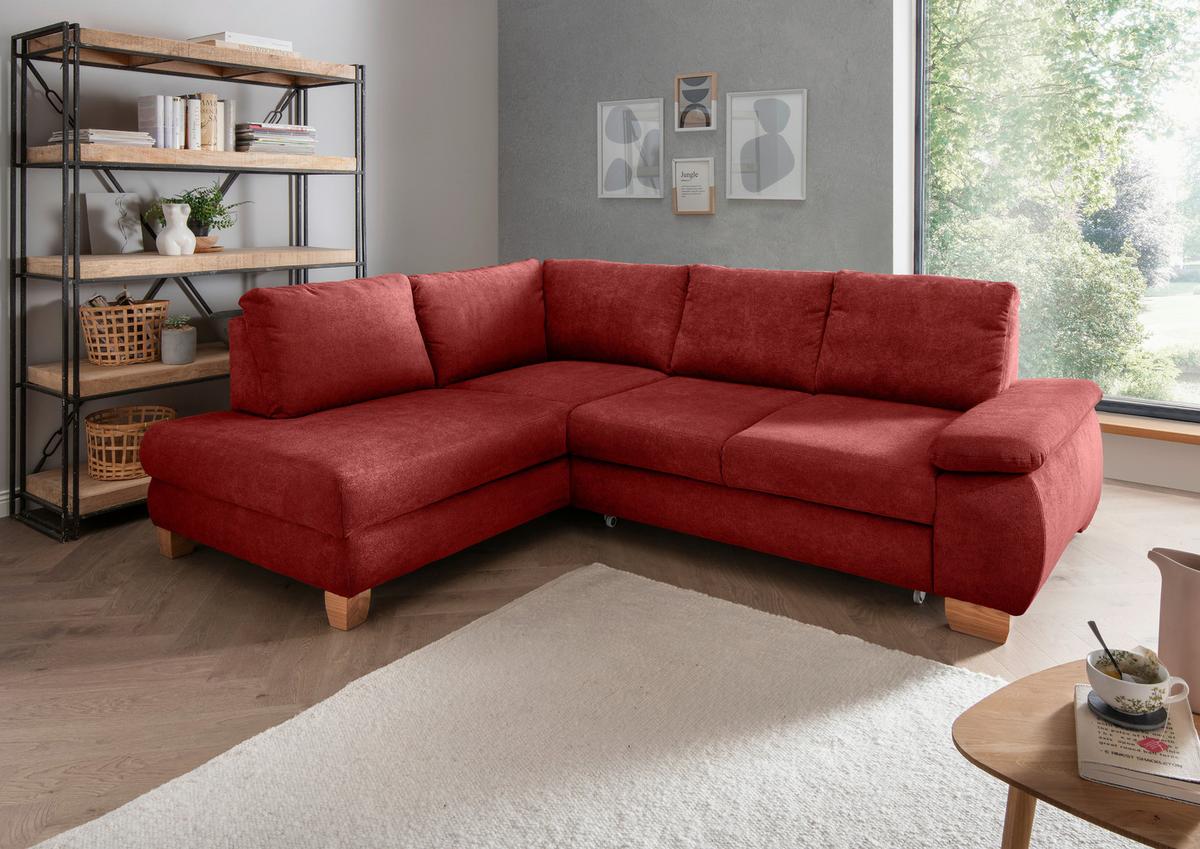 Eckschlafsofa Positano, Rot S: 206x261 Cm - Wildeiche/Rot, MODERN, Textil (206/261cm) - Livetastic