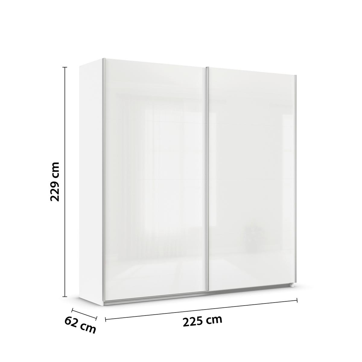 Schwebetürenschrank Feldkirch 225 maxihöhe - Weiß Hochglanz/Weiß, MODERN, Holzwerkstoff (225/229/62cm)