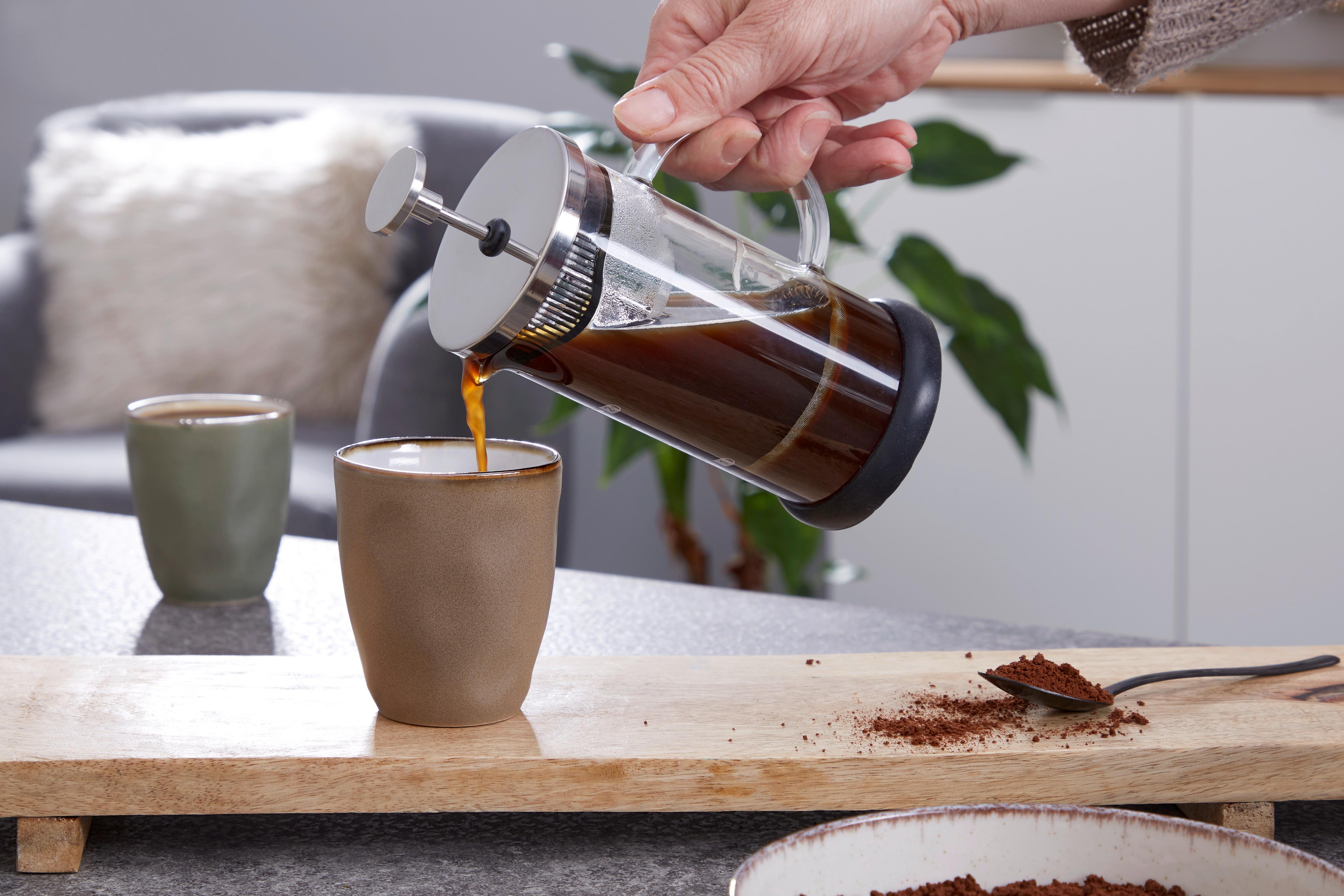 French Press Atilla, ca. 350 ml - Klar/Edelstahlfarben, MODERN, Glas/Kunststoff (11/7,5/16cm) - Luca Bessoni