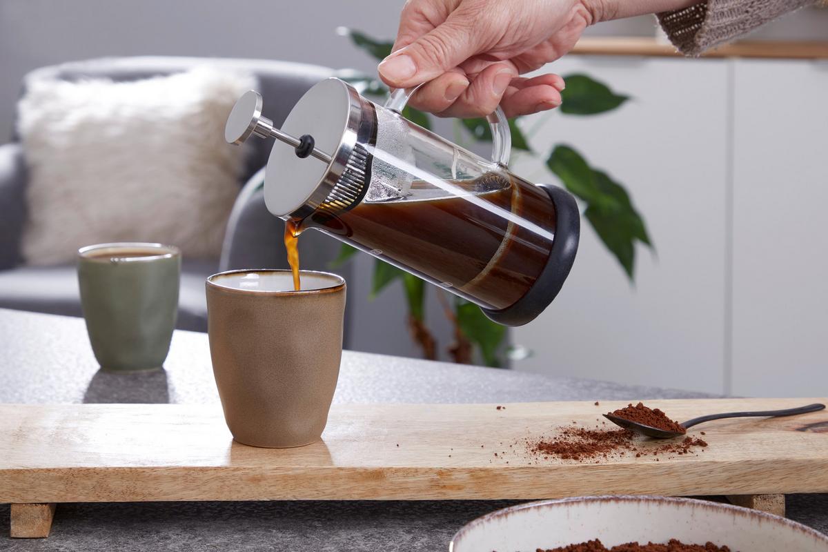 French Press Atilla, ca. 350 ml - Klar/Edelstahlfarben, MODERN, Glas/Kunststoff (11/7,5/16cm) - Luca Bessoni