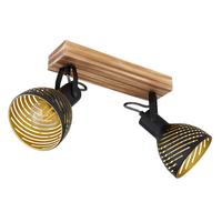 Strahler 2-Flammig verstellbar L: 30 cm - Dunkelbraun/Goldfarben, Basics, Holz/Metall (30/12,5/25cm) - Globo