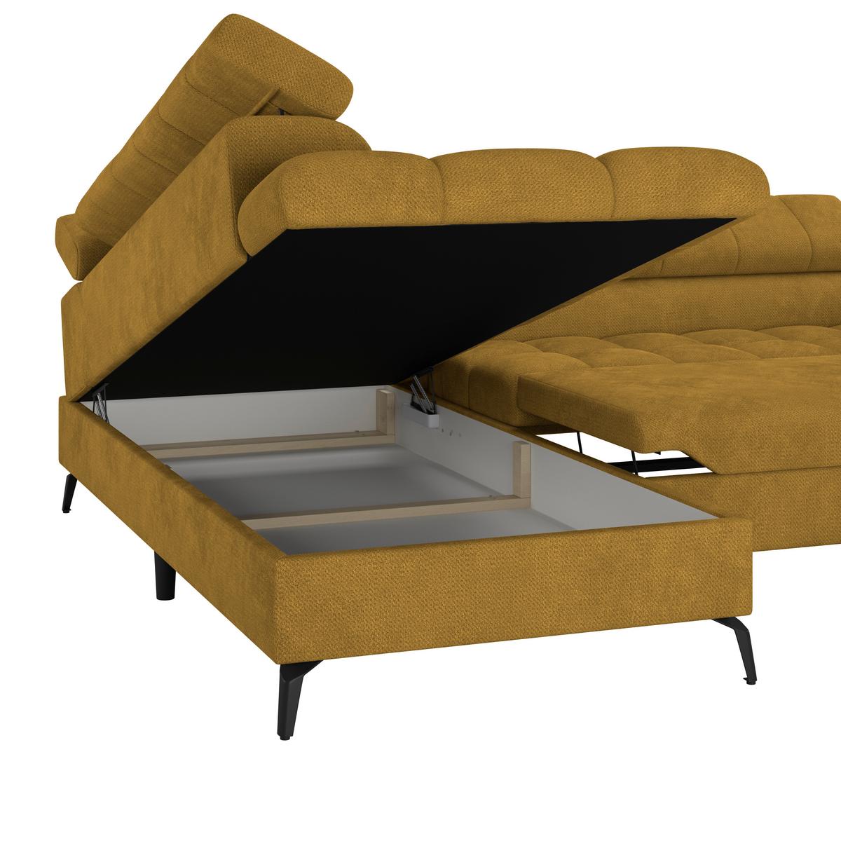 Ecksofa Volf Links New Terracotta, S: 203x261 Cm - Terracotta/Schwarz, Trend, Kunststoff/Textil (203/261cm)