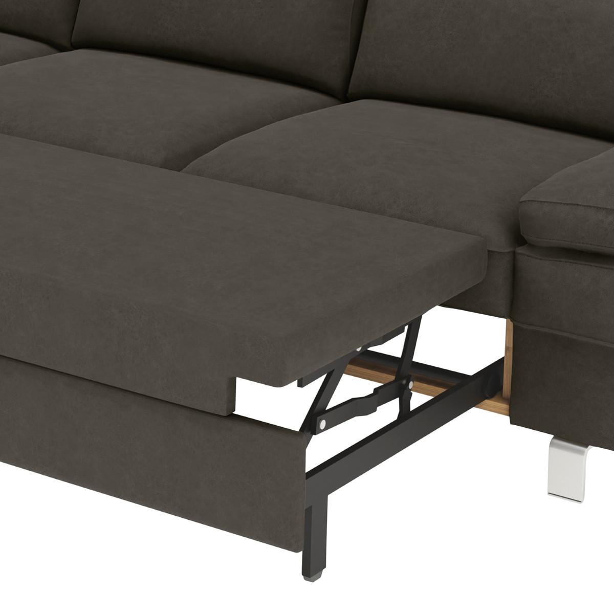Ecksofa Elvis, Anthrazit S: 182x259 Cm - Anthrazit/Silberfarben, KONVENTIONELL, Textil (182/259cm) - Trendmanufaktur