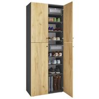 Schuhschrank Lona Anthrazit Honigeiche Dekor - Honigeiche/Anthrazit, Design, Holzwerkstoff (70/182/39cm) - MID.YOU