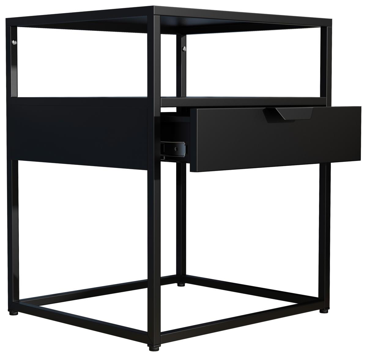 Nachtkästchen Flokas M Schwarz - Schwarz, MODERN, Holzwerkstoff (45/55/40cm) - MID.YOU