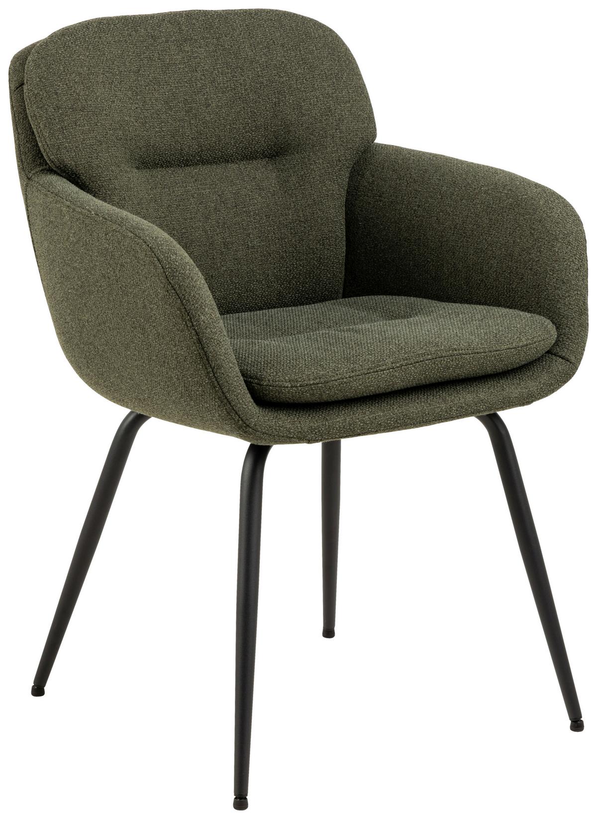 Stolička s podrúčkami zelená/čierna - čierna/zelená, Design, kov/textil (58/84/59cm) - MID.YOU