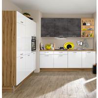 Einbauküchen Pn 220 Frei Planbar Modernes Design - Weiß Hochglanz/Eichefarben, Holzwerkstoff - Pino