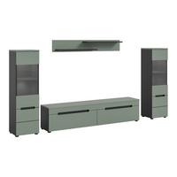 WOHNWAND Canu Graugrün B: 272cm - Schwarz/Graugrün, Design, Holzwerkstoff (272/141/33cm) - Livetastic