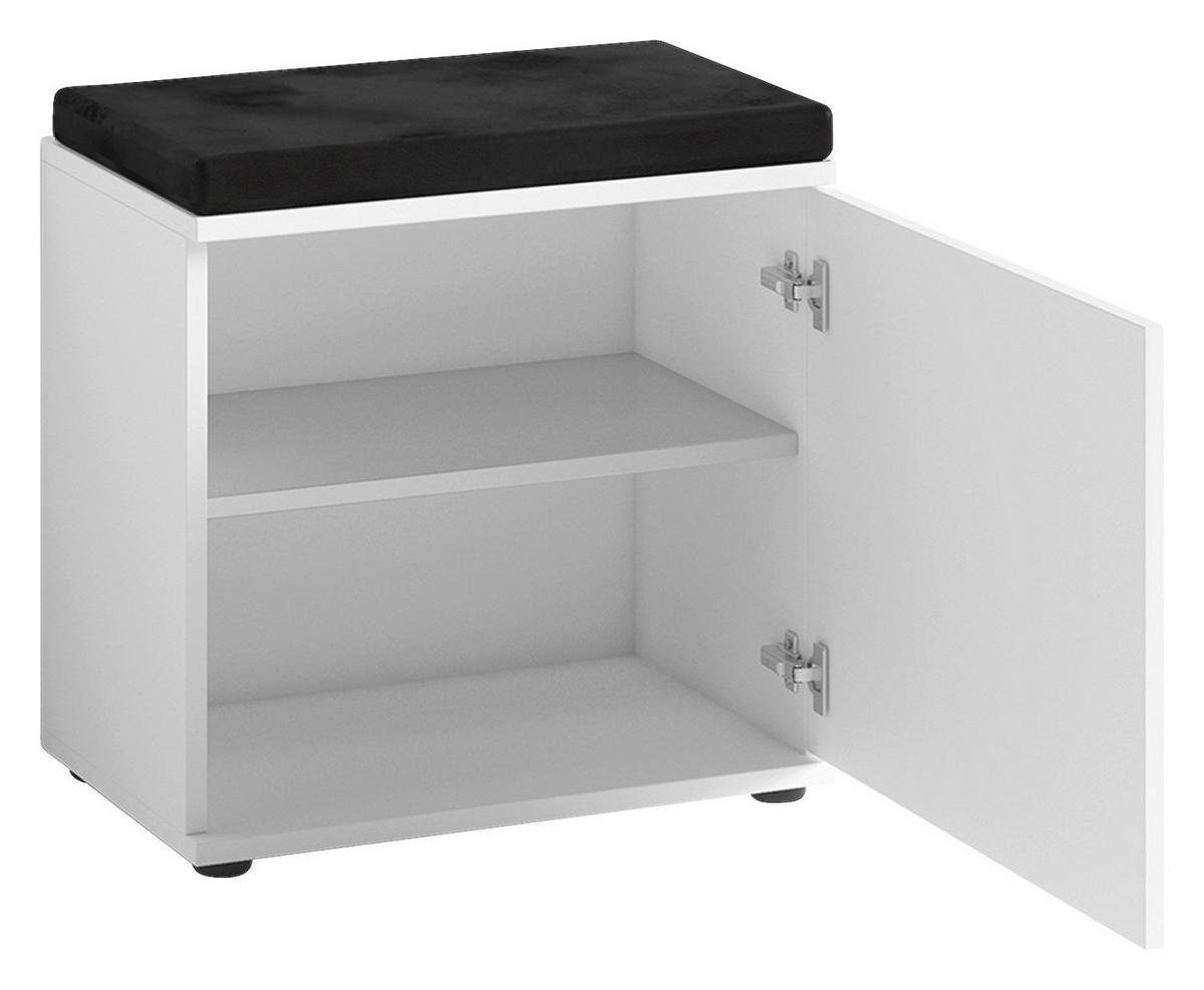 Garderobenbank Jakob Weiß/schwarz B: 48,5 Cm - Schwarz/Weiß, LIFESTYLE, Holzwerkstoff (48,5/49/30cm) - MID.YOU