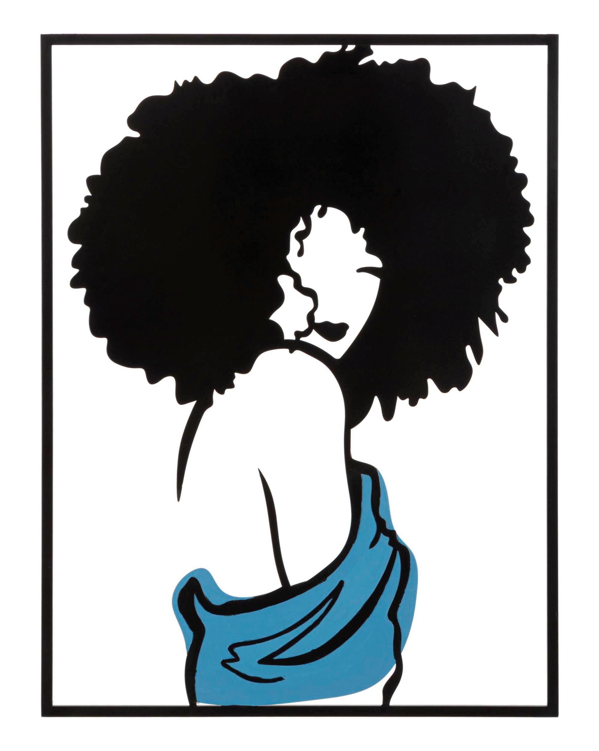 Wanddeko Afef Blau, Schwarz B: 60 cm - Blau/Schwarz, Basics, Metall (60/80/1.3cm)