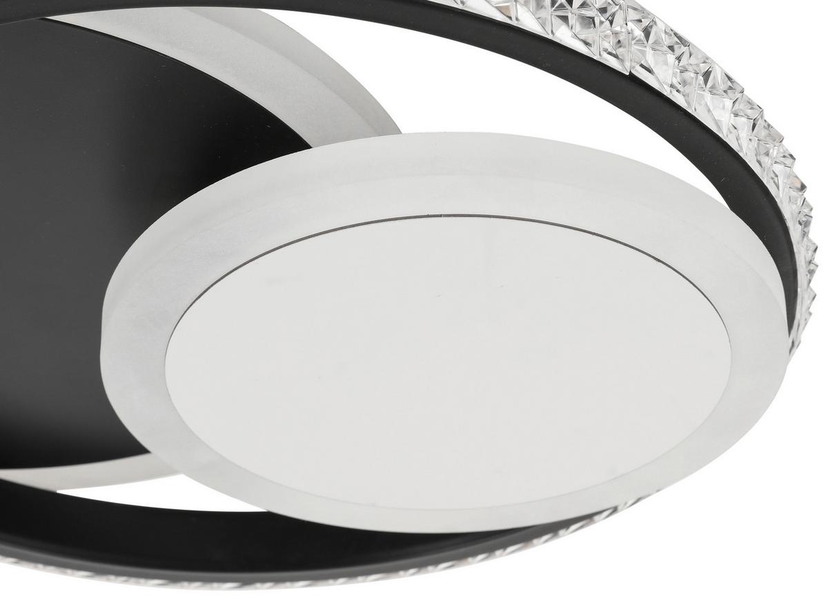 LED-Deckenleuchte Verena L: 32 cm Glänzend/Matt - Chromfarben/Schwarz, MODERN, Kunststoff/Metall (32/28/7,5cm) - Luca Bessoni