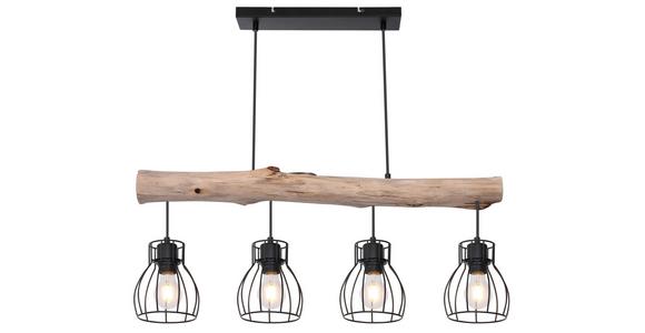 Hängeleuchte Anette H. 140 Cm 4-Flammig, Echtholz/eisen - Schwarz, ROMANTIK / LANDHAUS, Holz/Metall (140cm) - James Wood
