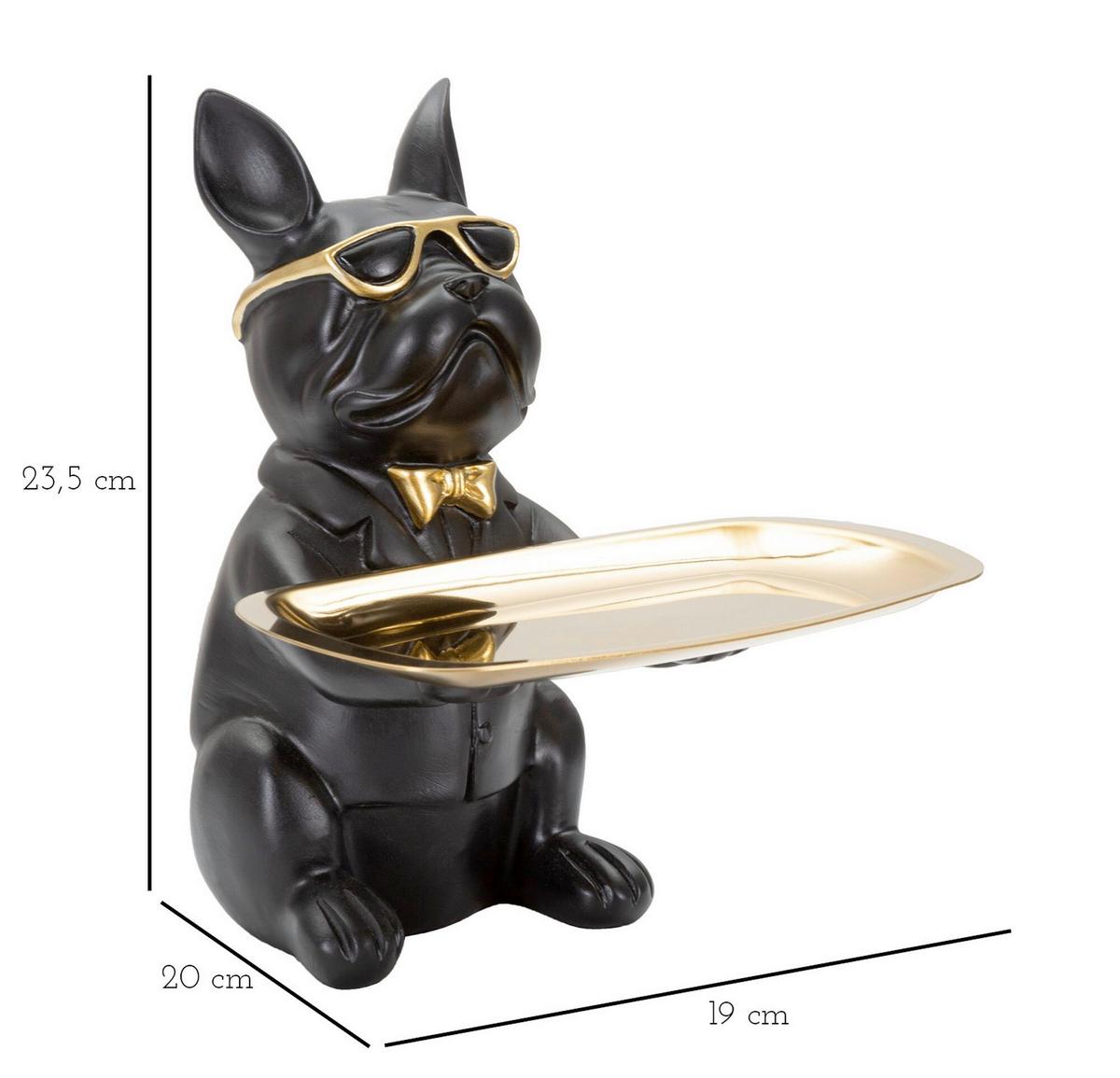 Skulptur Decor Dog Schwarz, Goldfarben B: 19 cm - Goldfarben/Schwarz, Basics, Kunststoff (19/23.5/20cm)