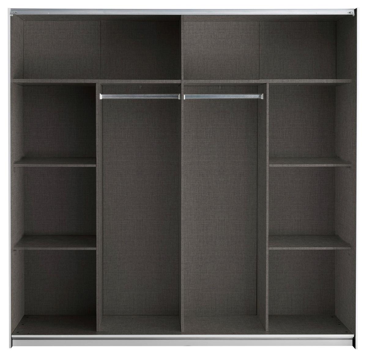 Schwebetürenschrank Neomi Weiß Dekor, B: 215cm - Weiß, Trend, Glas/Holzwerkstoff (215/210/60cm)