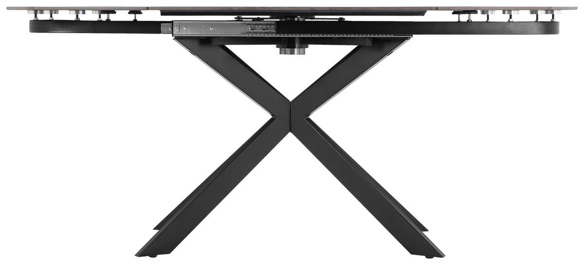 Esstisch Senna Grau/Schwarz L: 120-180 cm - Schwarz/Grau, MODERN, Stein/Metall (120-180/90/75.5-79cm) - P & B