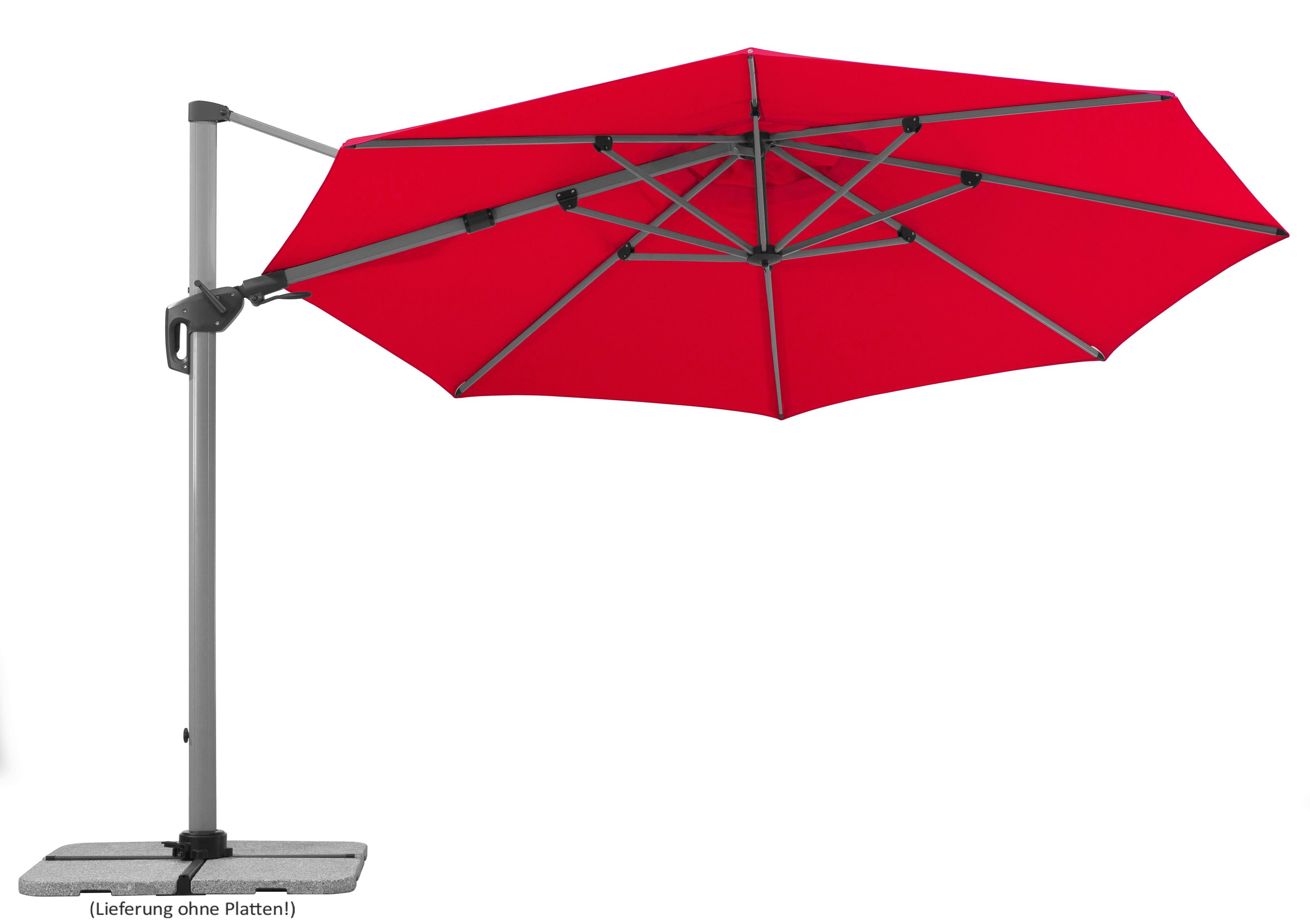 Ampelschirm Bermuda BxHxT: 350x258x415 cm Rot - Rot/Silberfarben, Basics, Textil/Metall (350/258/415cm) - Schneider