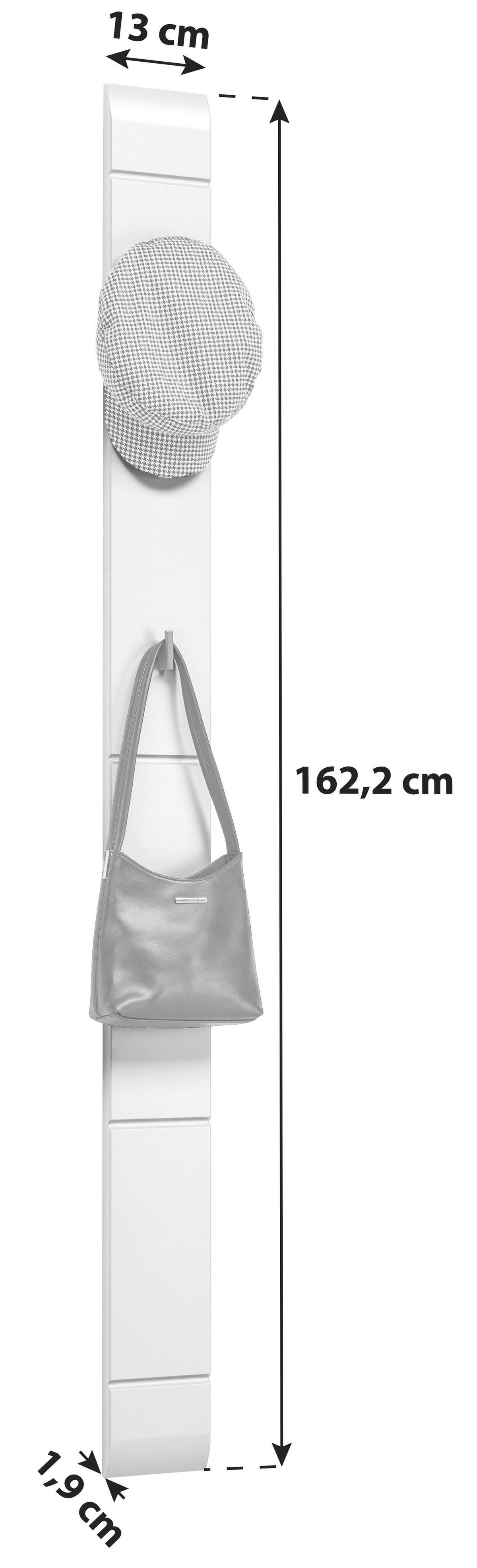 Garderobenpaneel Auris Weiß B: 13 cm Mit 2 Haken - Weiß, MODERN (13/162,2/1,9cm) - Luca Bessoni