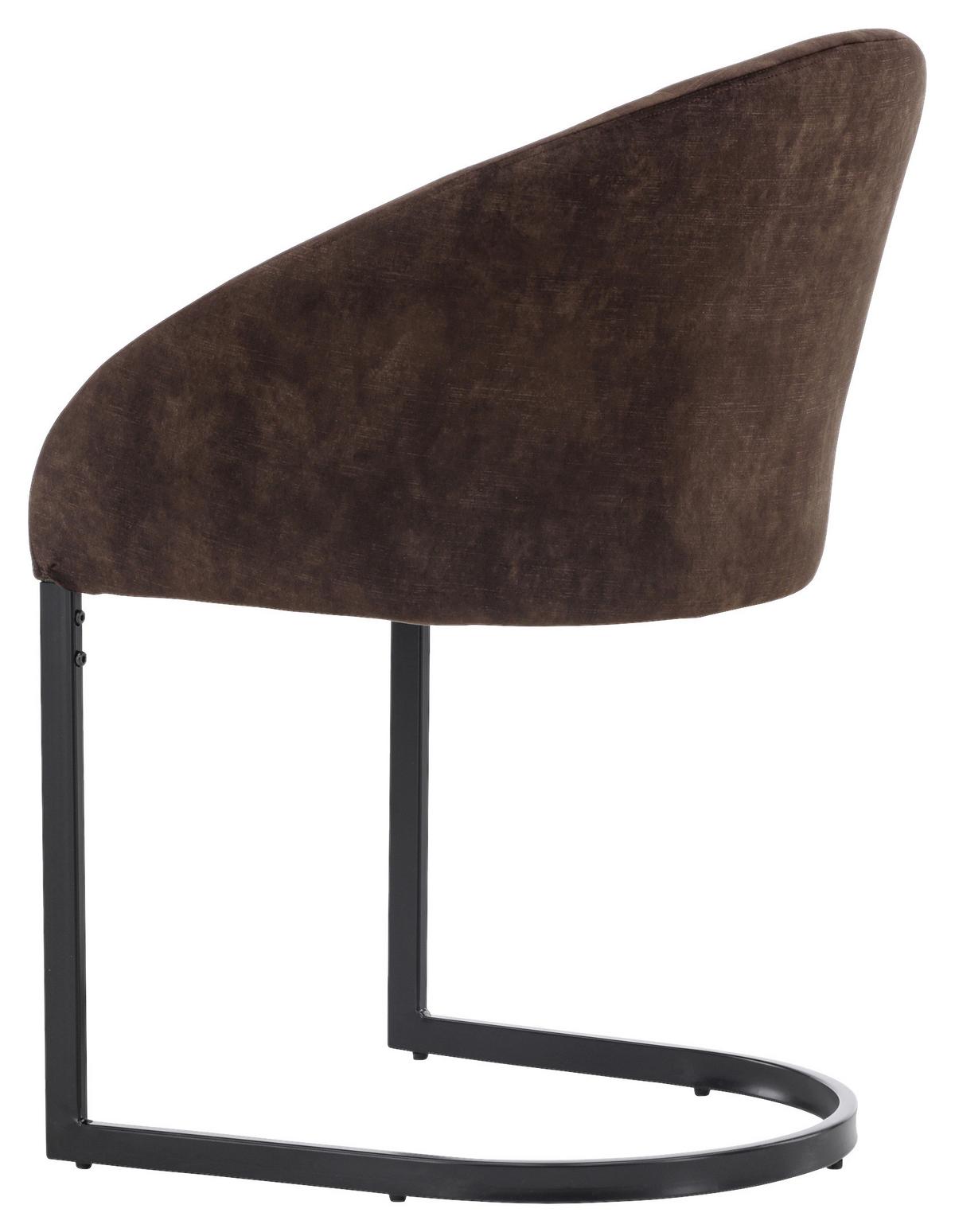 Stuhl-Set Evening - Dunkelbraun/Schwarz, Design, Textil/Metall (56/82/65cm) - Livetastic