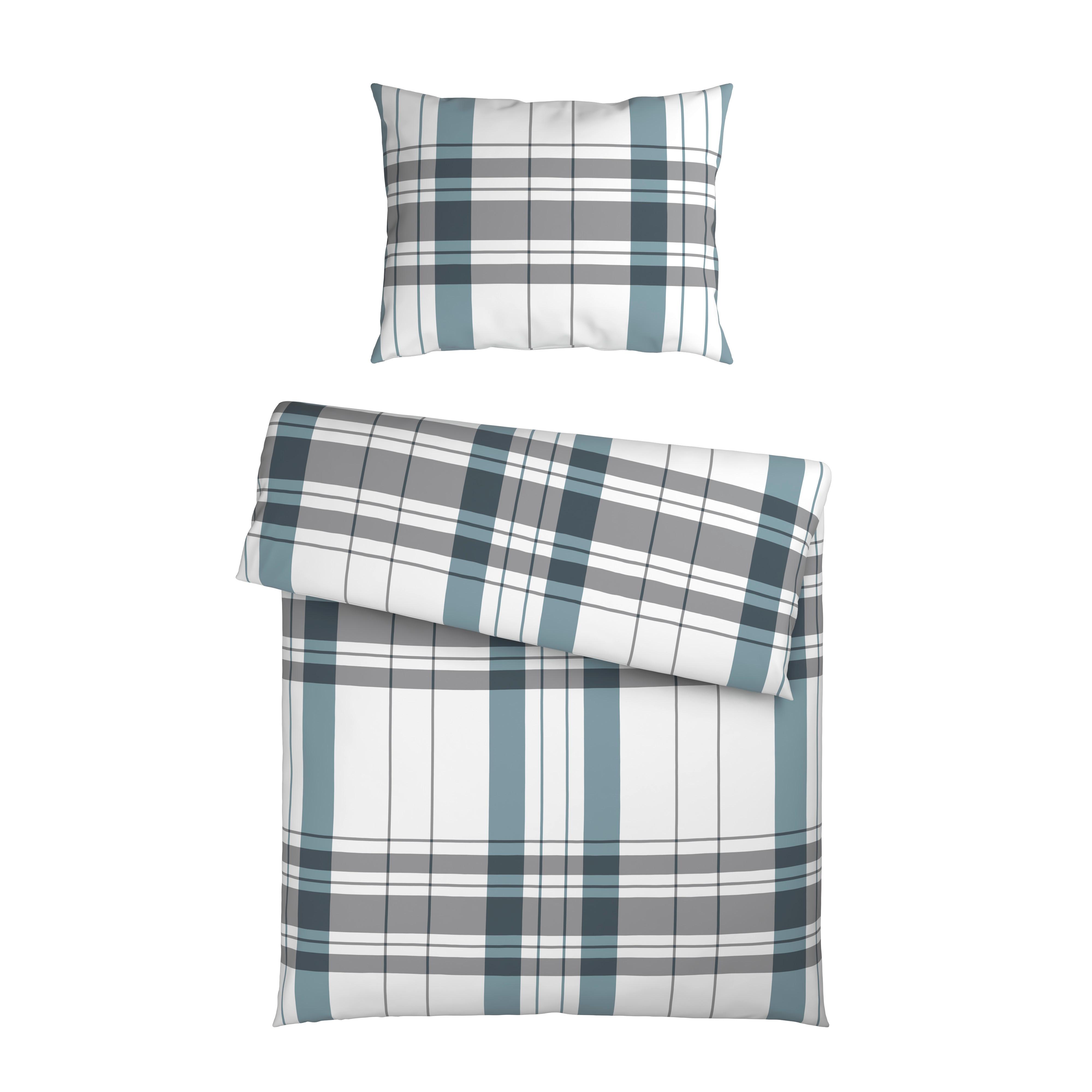 Bettwäsche Stockholm - Blau/Grau, MODERN, Textil - Luca Bessoni