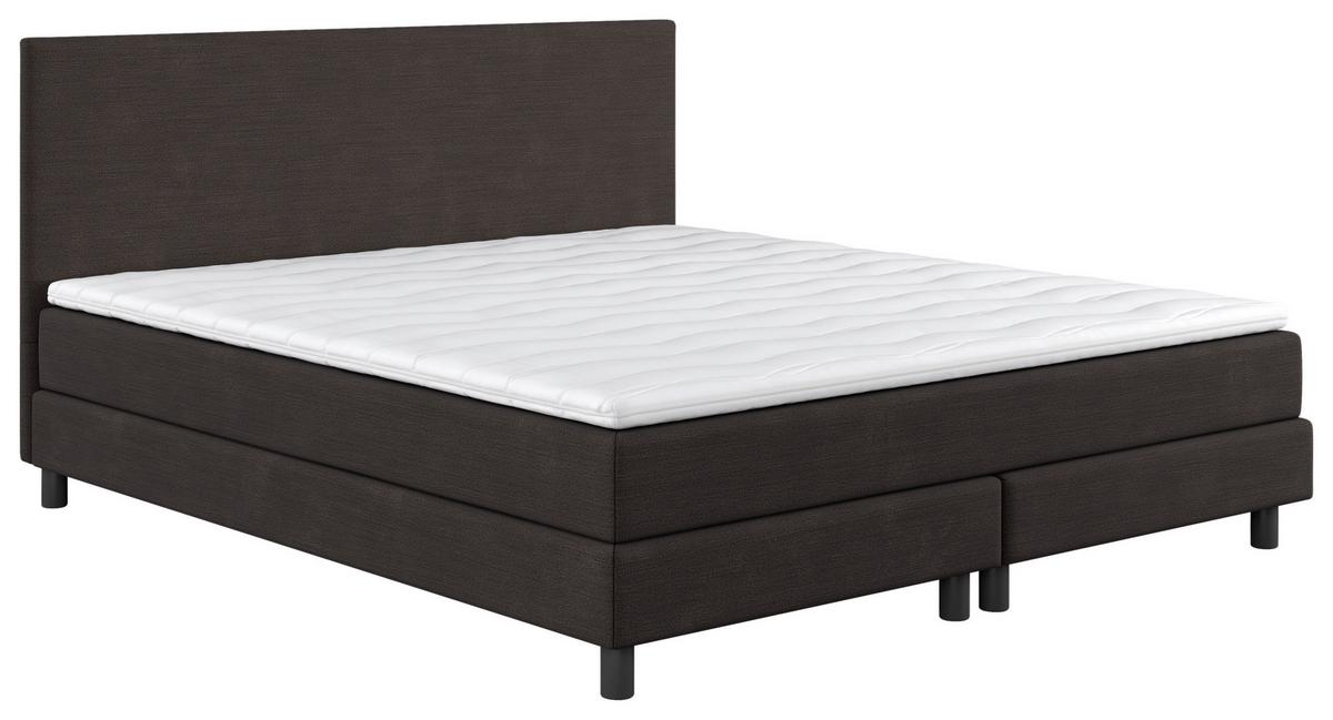 Boxbett Mit Topper Andorra 180x200 Cm Dunkelbraun - Dunkelbraun/Schwarz, MODERN, Holzwerkstoff/Textil (180/200cm) - MID.YOU