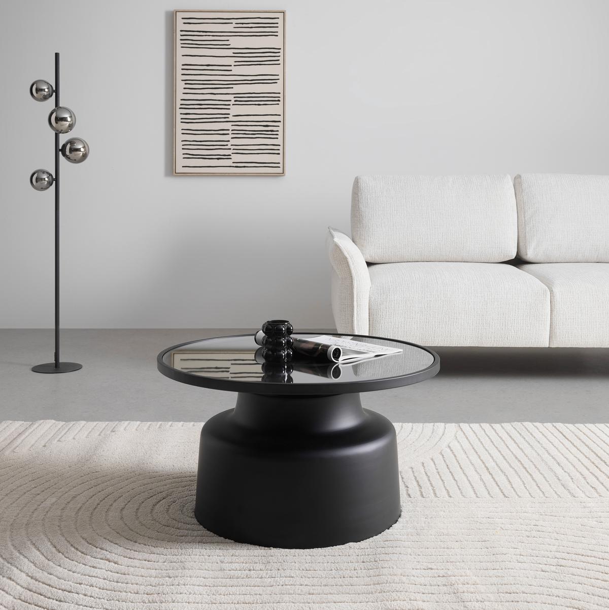 KONFERENČNÝ STOLÍK JARO -TREND- - čierna, Modern, kov/sklo (72/40/72cm) - Premium Living