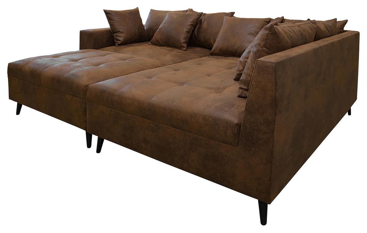 Ecksofa Pruno, Braun S: 247x174 Cm - Schwarz/Braun, Design, Textil (247/174cm) - MID.YOU