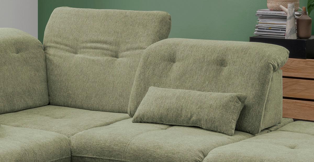 Ecksofa Mit Schlaffunktion Dalida Grün Chenille - Chromfarben/Grün, Design, Textil (280/254cm) - Livetastic