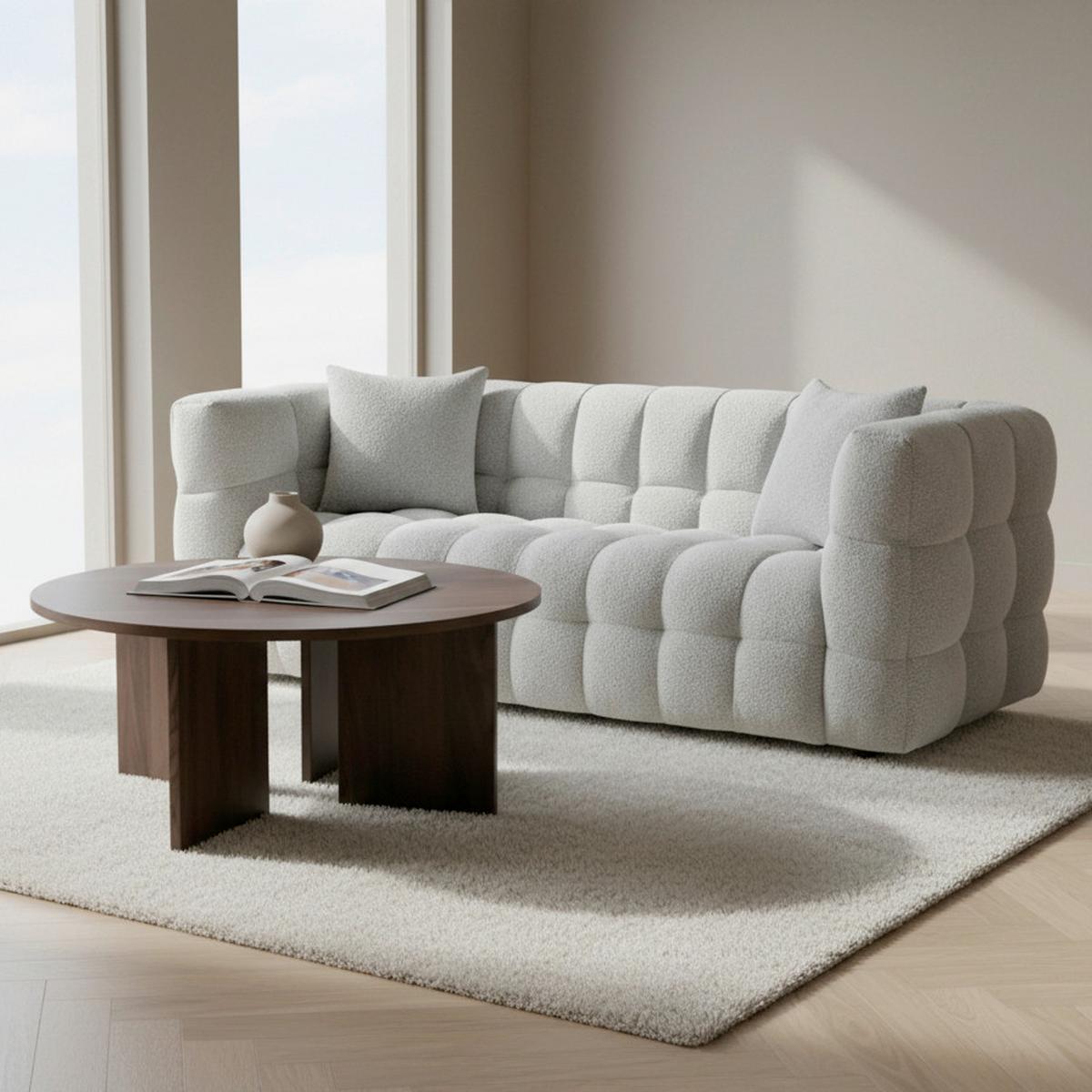 Třímístná pohovka ENA, béžová barva - šedá/černá, Moderní, dřevo/textil (210/75/96cm) - Bessagi Home