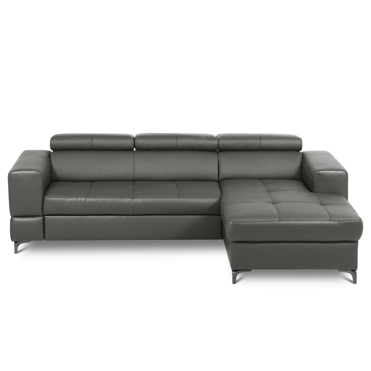 Ecksofa Torino Teilleder Anthrazit 247x173 - Anthrazit/Schwarz, Design, Leder/Textil (247/173cm) - Livetastic