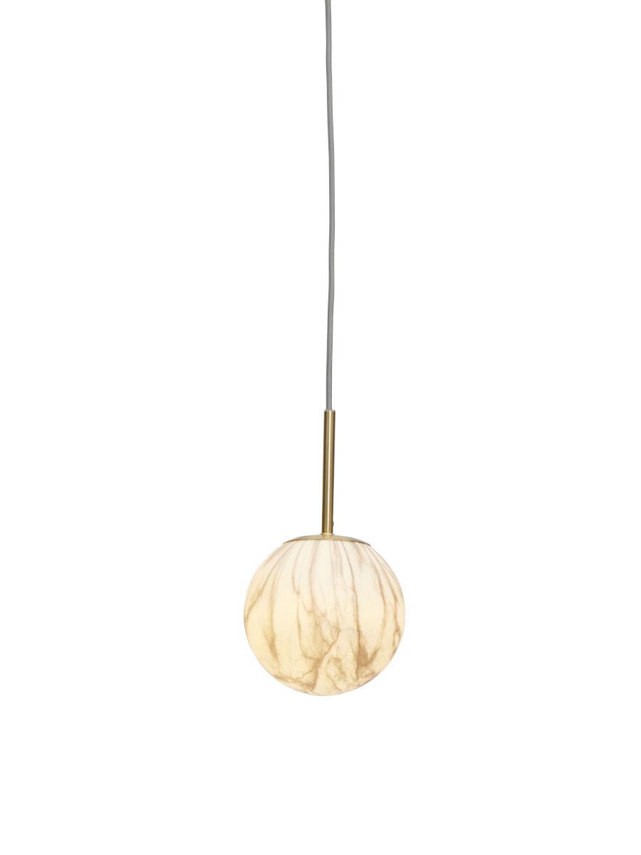 Hängeleuchte Carrera D: 28 cm 1-Flammig - Goldfarben/Weiß, Basics, Glas/Metall (28/42cm) - It's about Romi