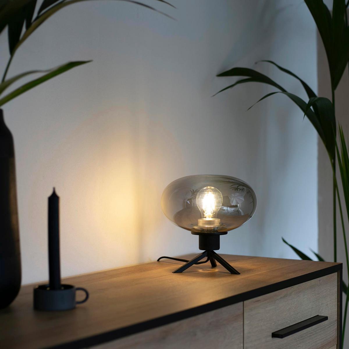 Tischleuchte Reflexion - Schwarz, Trend, Glas/Metall (22/22/22cm)