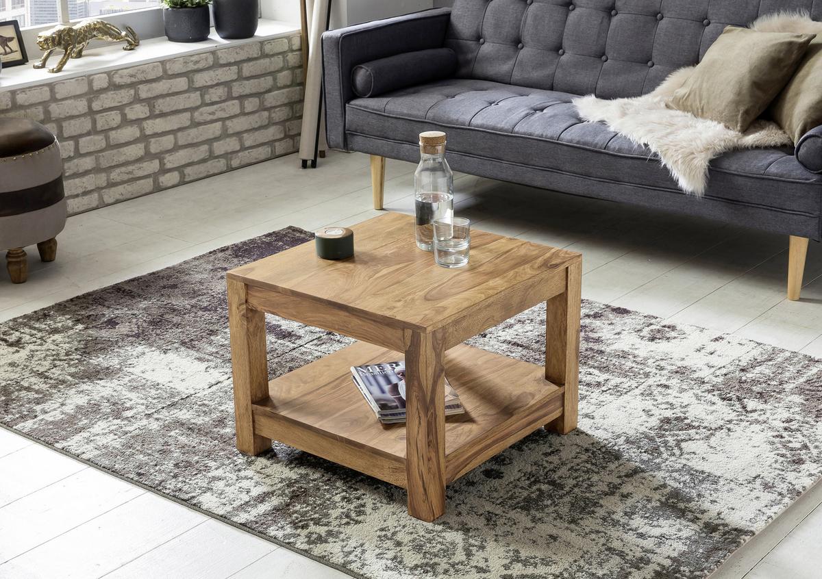 Couchtisch Holz Massiv inkl. Ablageplatte Mumbai, Akazie - Akaziefarben, Design, Holz (60/60/40cm) - MID.YOU