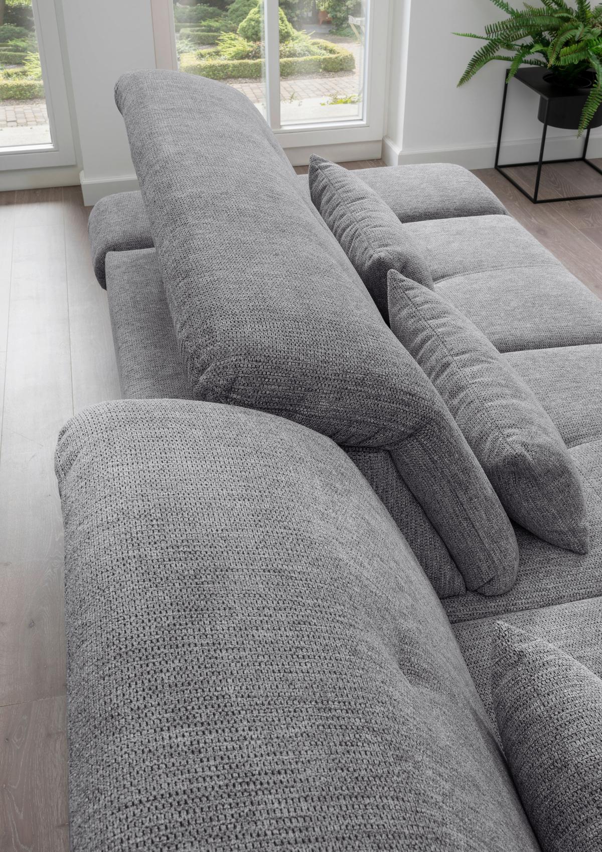 Ecksofa Dalida Dunkelgrau S: 196x300cm - Chromfarben/Dunkelgrau, Design, Textil (196/300cm) - Livetastic
