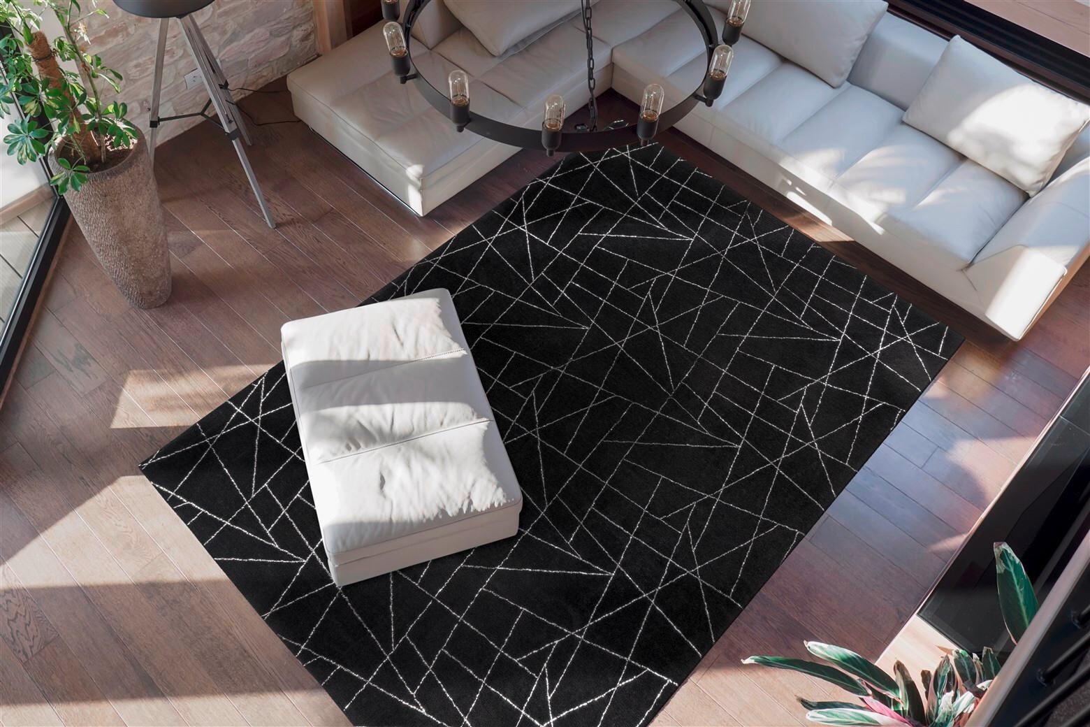 Teppich Bijou Schwarz/Silberfarben, 80x150cm - Silberfarben/Schwarz, KONVENTIONELL, Textil (80/150cm)