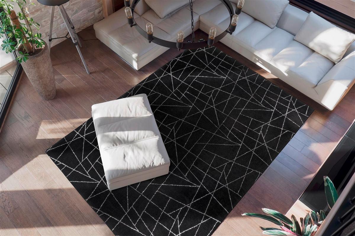 Teppich Bijou Schwarz/Silberfarben, 80x150cm - Silberfarben/Schwarz, KONVENTIONELL, Textil (80/150cm)