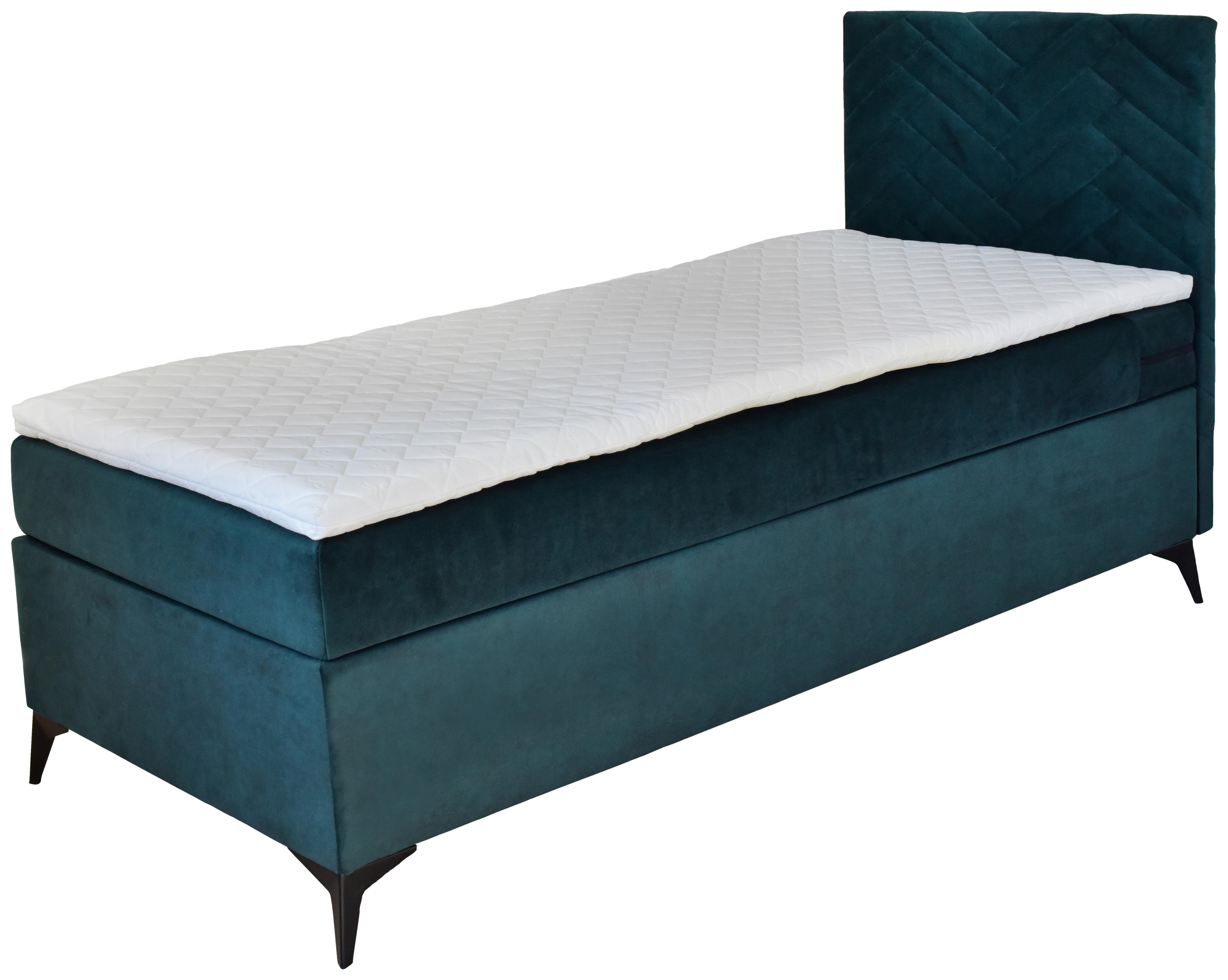 Boxspringbett Mit Topper 90x200 Cm Evan - Dunkelgrün/Schwarz, Basics, Textil (90/200cm) - P & B