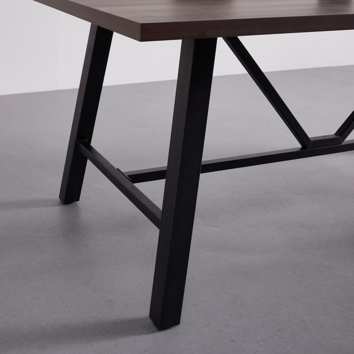 Jedálenský stôl ANDRI 180x90 cm - čierna/farba vlašského orecha, Modern, kov/kompozitné drevo (180/90/75cm) - Bessagi Home