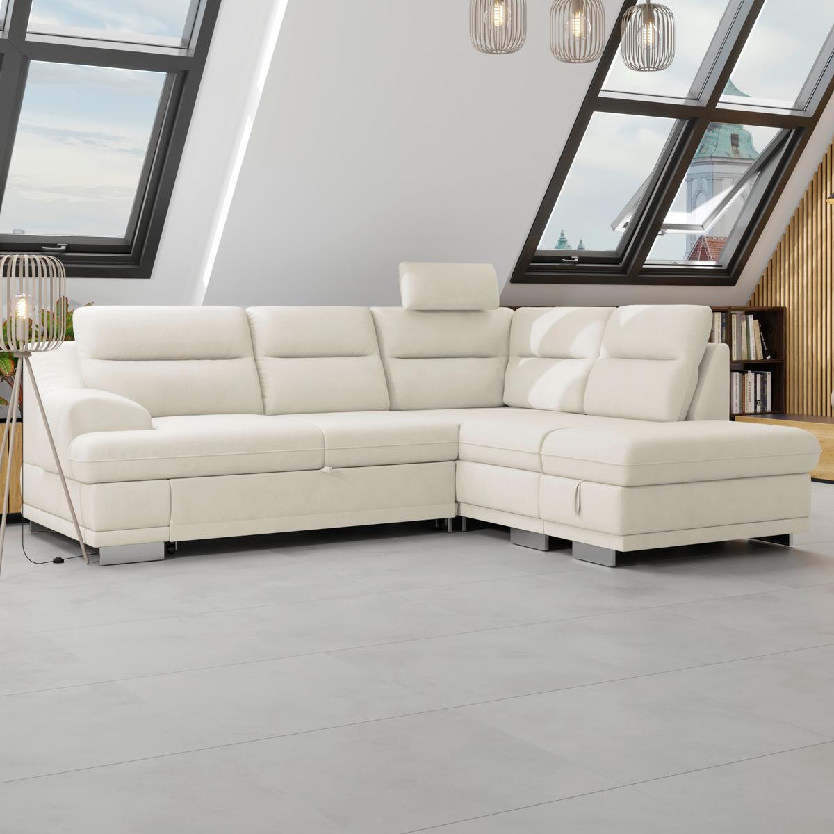 Wohnlandschaft Seaside - Platinfarben/Chromfarben, KONVENTIONELL, Textil (264/217cm) - MID.YOU