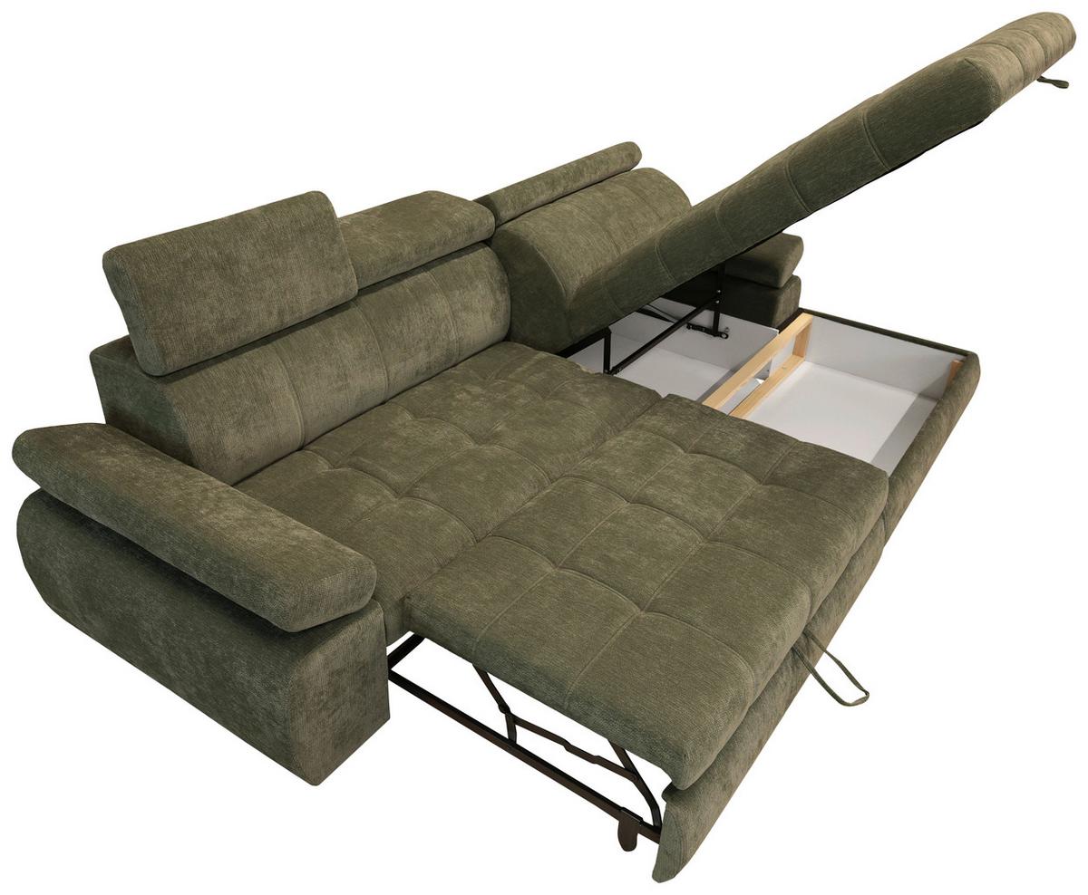 Rohová sedačka VEGAS, pravá, lesní zelená žinylka - černá/lesní zelená, Design, dřevo/textil (294/173cm)