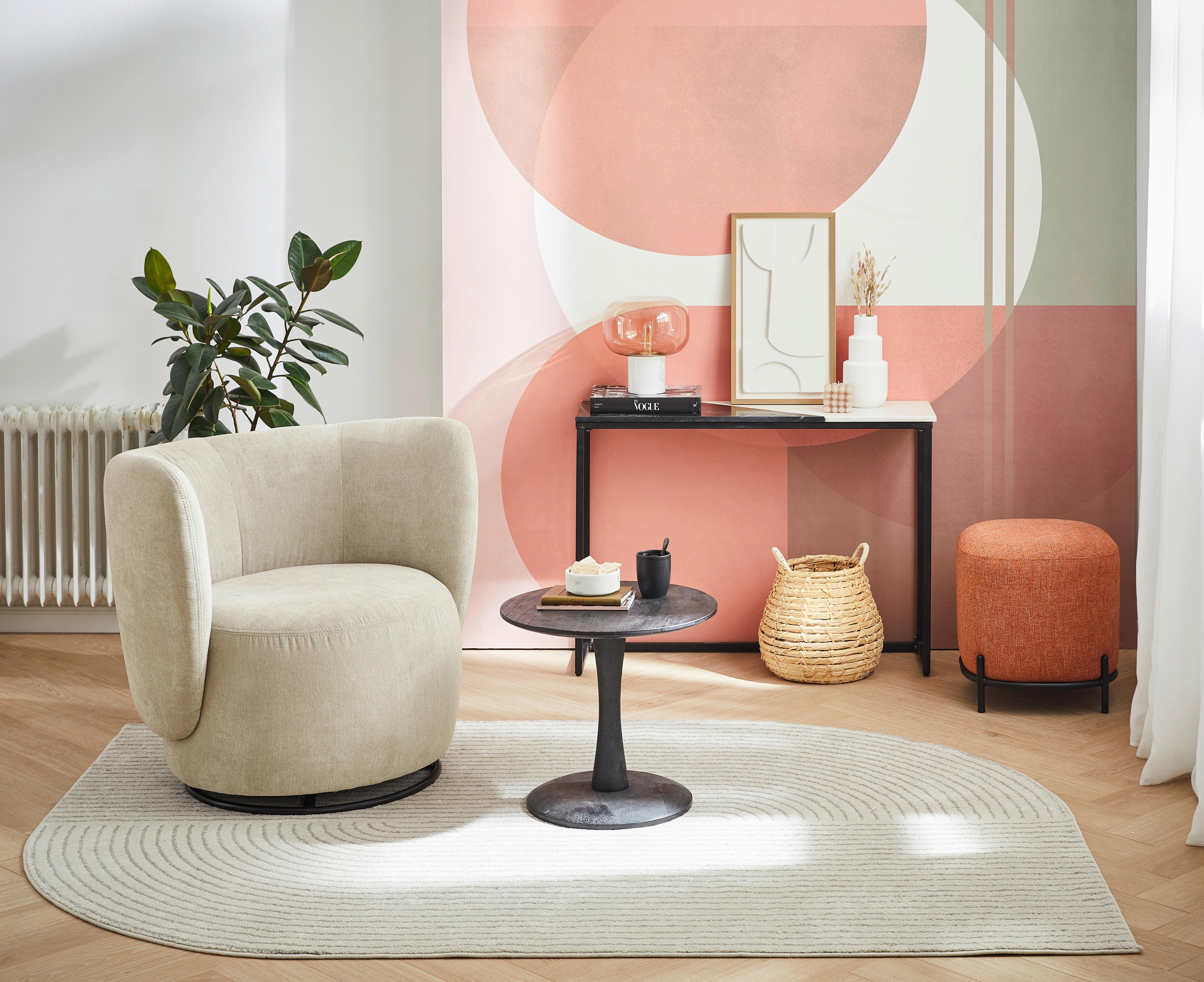 Sessel Boli Beige B: 92 Cm - Hellbraun/Beige, Design, Textil (92/80/84cm) - Livetastic