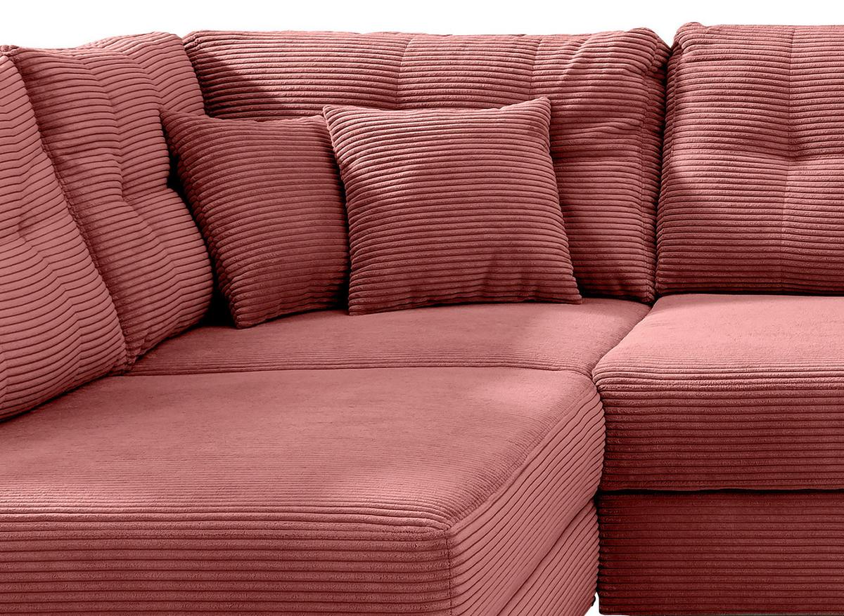 Wohnlandschaft Brizzini mit Schlaffunktion, Koralle - Koralle/Naturfarben, MODERN, Textil (206/338-352/176cm) - Livetastic