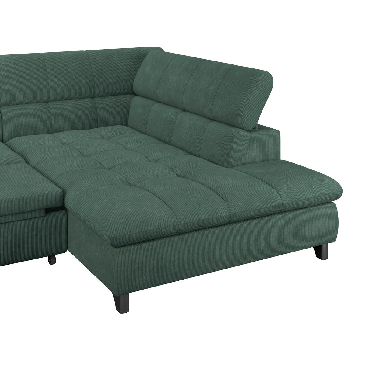 Ecksofa Gemini Waldgrün, B: 312cm - Waldgrün/Chromfarben, KONVENTIONELL, Textil (312/234cm)