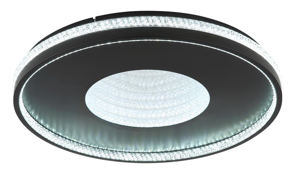 Led-deckenleuchte Waltraud Klar Schwarz D: 50 Cm - Klar/Schwarz, Trend, Kunststoff/Metall (50/6,5cm)
