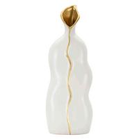 Vase Uma Weiß, Goldfarben B: 19,5cm - Goldfarben/Weiß, Basics, Keramik (19.5/50/10cm)